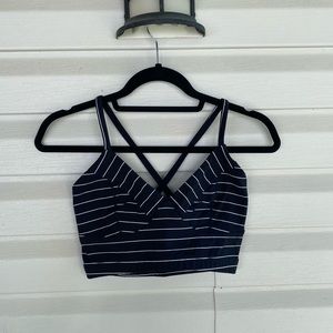 Glyder Black Stripped Long Sports Bra